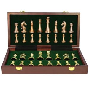 auroal chess set, large metal deluxe chess, chess set for adults unique, folding wooden chess board, educational toys for kids and adults