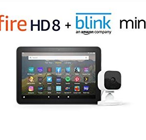Fire HD 8 Smart Home Bundle including Fire HD 8 Tablet 64 GB Without Ads (Black) with Blink Mini Camera