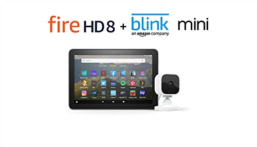 Fire HD 8 Smart Home Bundle including Fire HD 8 Tablet 64 GB Without Ads (Black) with Blink Mini Camera