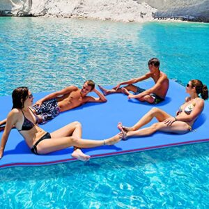 marknig 9'/12'/18' floating water mat, foam water floating pad, tear-resistant xpe foam, lily pad for water recreation pool, beach, ocean, lake, suitable for multiple users, yellow/blue