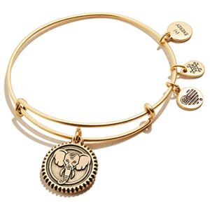 alex and ani path of symbols expandable bangle for women, elephant embossed charm, rafaelian gold finish, 2 to 3.5 in