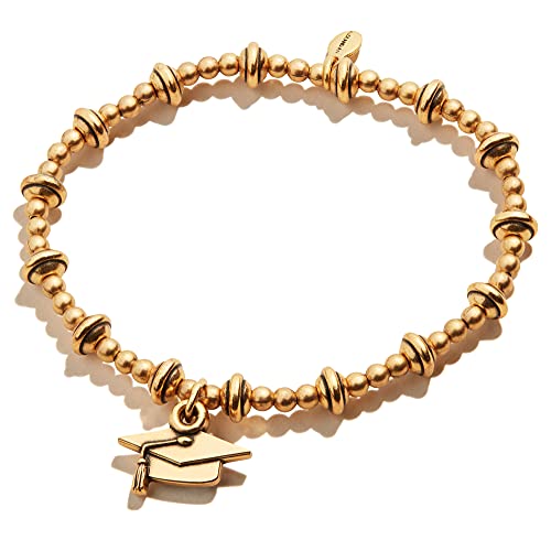 Alex and Ani Connections Stretch Bracelet for Women, Class of 2021, Rafaelian Gold Finish, 3.5 to 4.5 in