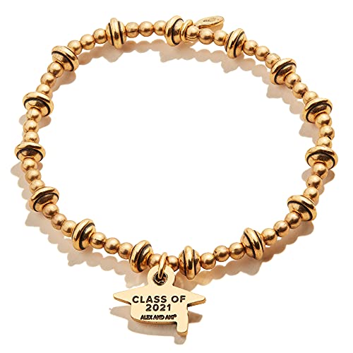 Alex and Ani Connections Stretch Bracelet for Women, Class of 2021, Rafaelian Gold Finish, 3.5 to 4.5 in