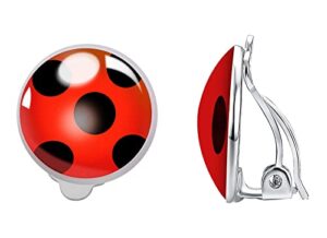 earrings on clips girls black spot red ear clips silver bug earrings for helloween