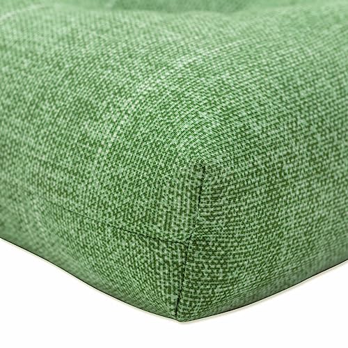 Pillow Perfect Tory Solid Indoor/Outdoor Reversible Patio Chairpad with Ties Weather and Fade Resistant, 15.5" x 16", Green, 2 Count