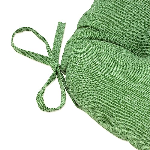 Pillow Perfect Tory Solid Indoor/Outdoor Reversible Patio Chairpad with Ties Weather and Fade Resistant, 15.5" x 16", Green, 2 Count