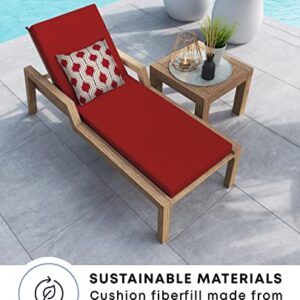 Honeycomb Indoor / Outdoor Textured Solid Scarlet Red Chaise Lounge Cushion: Recycled Polyester Fill, Weather and Stain Resistant Patio Cushions: 22.5" W x 70" L x 3.5" T, 1 Count (Pack of 1)