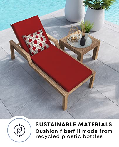 Honeycomb Indoor / Outdoor Textured Solid Scarlet Red Chaise Lounge Cushion: Recycled Polyester Fill, Weather and Stain Resistant Patio Cushions: 22.5" W x 70" L x 3.5" T, 1 Count (Pack of 1)