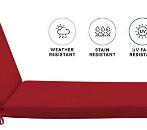 Honeycomb Indoor / Outdoor Textured Solid Scarlet Red Chaise Lounge Cushion: Recycled Polyester Fill, Weather and Stain Resistant Patio Cushions: 22.5" W x 70" L x 3.5" T, 1 Count (Pack of 1)