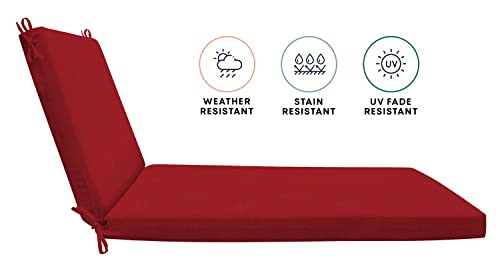 Honeycomb Indoor / Outdoor Textured Solid Scarlet Red Chaise Lounge Cushion: Recycled Polyester Fill, Weather and Stain Resistant Patio Cushions: 22.5" W x 70" L x 3.5" T, 1 Count (Pack of 1)