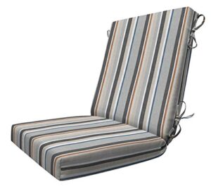 honeycomb indoor/outdoor stripe stone beige highback dining chair cushion: recycled fiberfill, weather resistant, reversible, comfortable and stylish patio cushion: 21" w x 42" l x 4" t