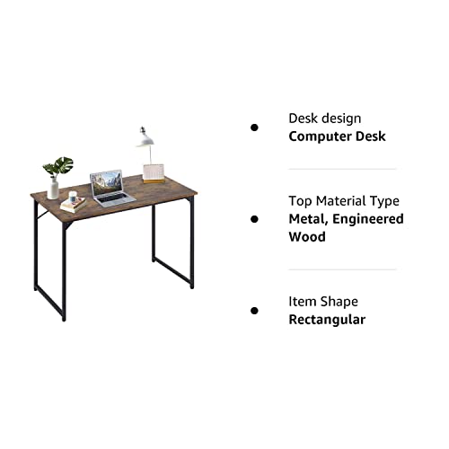 Computer Desk,39/47 inches Home Office Desk Writing Study Table Modern Simple Style PC Desk with Metal Frame (Brown, 39 inch)