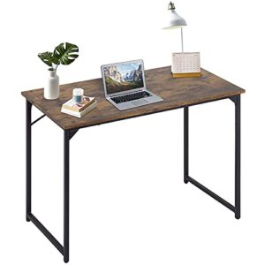 computer desk,39/47 inches home office desk writing study table modern simple style pc desk with metal frame (brown, 39 inch)