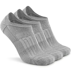 busy socks merino wool no show loafer athletic socks mens, women's plus size stay up wool ankle no-show running cycling socks, 3 pairs, large, grey