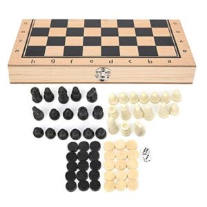3 in 1 wooden chess/checkers/backgammon set, professional portable wooden chess set with folding chess board exquisite interactive wooden chess board game for adults kids(s)