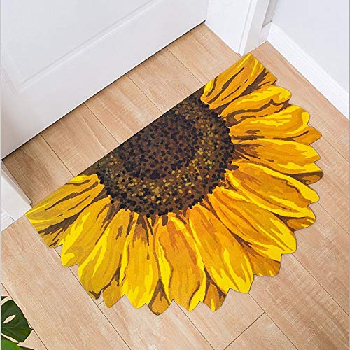 UKELER Indoor Doormat Yellow Sunflower Front Door Mat 35''x23'' Non Slip Rubber Backing Floral Rugs Welcome Decorative Door Mat for Inside Outside Entry