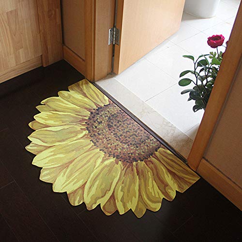 UKELER Indoor Doormat Yellow Sunflower Front Door Mat 35''x23'' Non Slip Rubber Backing Floral Rugs Welcome Decorative Door Mat for Inside Outside Entry