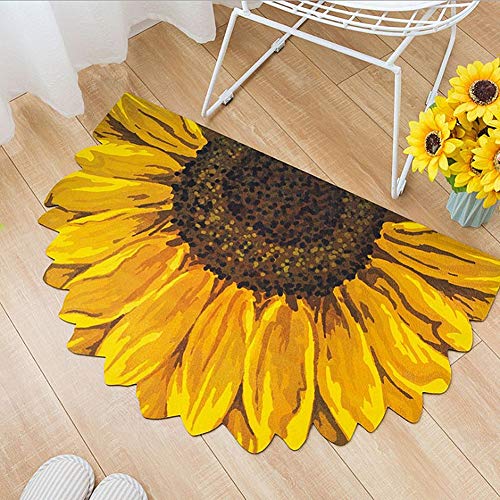 UKELER Indoor Doormat Yellow Sunflower Front Door Mat 35''x23'' Non Slip Rubber Backing Floral Rugs Welcome Decorative Door Mat for Inside Outside Entry