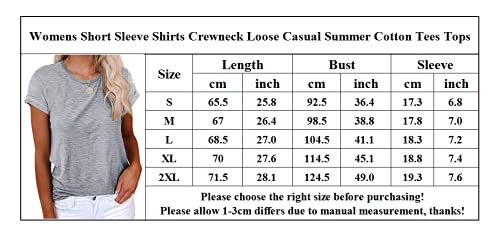 Cicy Bell Women's Short Sleeve Shirts Crewneck Loose Casual Summer Basic Tees Tops Navy