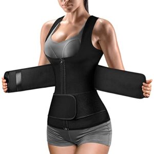 cimkiz sweat vest waist trainer for womens workout tank zipper vest adjustable belt sauna suit compression