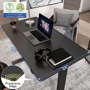 FLEXISPOT Adjustable Height Desk 40 x 24 Inches Small Standing Desk for Small Space Electric Sit Stand Home Office Table Computer Workstation (Black Frame + Black Desktop)