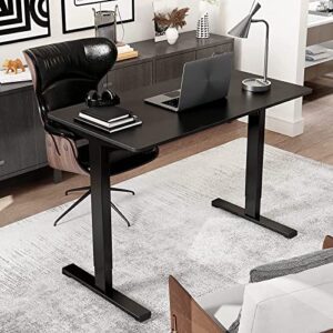 FLEXISPOT Adjustable Height Desk 40 x 24 Inches Small Standing Desk for Small Space Electric Sit Stand Home Office Table Computer Workstation (Black Frame + Black Desktop)