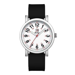 blekon original nurse watch - medical scrub colors, easy read dial, second hand, water resistant watch (black)