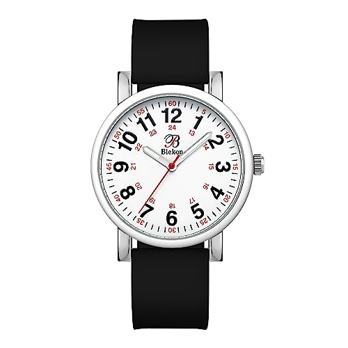 Blekon Original Nurse Watch - Medical Scrub Colors, Easy Read Dial, Second Hand, Water Resistant Watch (Black)