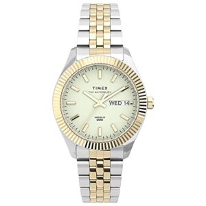 timex women's waterbury legacy boyfriend 36mm watch – two-tone case & dial with stainless steel bracelet