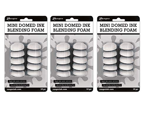 Ranger Mini Ink Blending Tool Domed Replacement Foams, Bundle of 3 Packages, 30 Foams Total