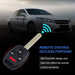 2 Replacement Keyless Entry Remote: Pilida Car Key Fob Clicker Alarm Fit for Honda Accord 08-12| 09-15 Pilot KR55WK49308-4 Button Only for 4 Doors Vehicle