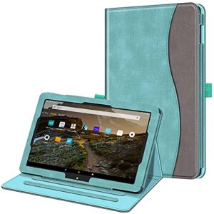 fintie case for all-new amazon fire hd 10 and fire hd 10 plus tablet (only compatible with 11th generation 2021 release) - [multi-angle] stand cover with pocket auto wake/sleep, turquoise