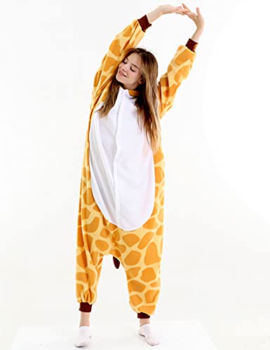 vavalad Adult Giraffe Onesie Pajamas Cosplay Animal Halloween Costume for Women Men