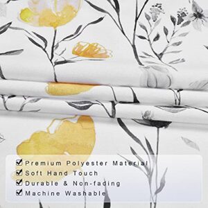 VERTKREA Valance Curtain, Yellow Flower Watercolor Valance for Window, Yellow Gray Floral Kitchen Curtains, Yellow White Rod Pocket Window Treatment Valance for Bathroom Basement, 52 x 18 Inches