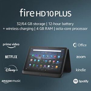 amazon fire hd 10 plus tablet, 10.1" 1080p full hd display, 32 gb, slate + made for amazon, wireless charging dock