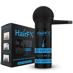 HairFX Hair Perfecting 2-in-1 Kit (BLACK) Set Includes Natural & Undetectable Hair Thickening Fibers & Spray Applicator Pump Nozzle | Instant Thick Fuller Hair Conceals Hair Loss 15 Sec - Women & Men