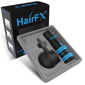 HairFX Hair Perfecting 2-in-1 Kit (BLACK) Set Includes Natural & Undetectable Hair Thickening Fibers & Spray Applicator Pump Nozzle | Instant Thick Fuller Hair Conceals Hair Loss 15 Sec - Women & Men