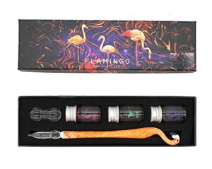 xiaoyu 5 pcs handmade glass dip pen calligraphy pens set high borosilicate glass signature pen with ink(7ml) - orange