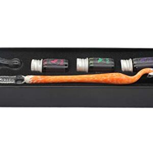 XIAOYU 5 Pcs Handmade Glass Dip Pen Calligraphy Pens Set High Borosilicate Glass Signature Pen with Ink(7ML) - Orange