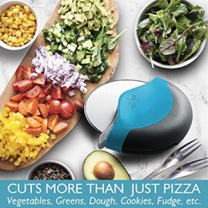 DECOSTYLE, Blue Pizza Cutter Wheel with Protective Blade Cover, improved, Super Sharp, Easy To Use and Clean, Slicer, Ergonomic Rubberized Grip, heavy dutty, Stainless Steel, Dishwater Safe