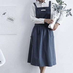 SF-ZXTINP Cotton and linen Kitchen Cooking Aprons Dress for Women with Pockets Cute for Baking Painting Gardening Cleaning