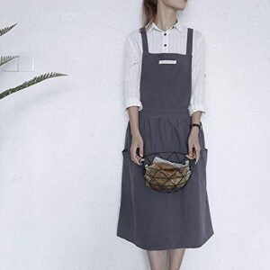 SF-ZXTINP Cotton and linen Kitchen Cooking Aprons Dress for Women with Pockets Cute for Baking Painting Gardening Cleaning