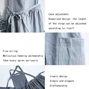 SF-ZXTINP Cotton and linen Kitchen Cooking Aprons Dress for Women with Pockets Cute for Baking Painting Gardening Cleaning