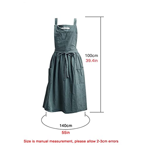 SF-ZXTINP Cotton and linen Kitchen Cooking Aprons Dress for Women with Pockets Cute for Baking Painting Gardening Cleaning