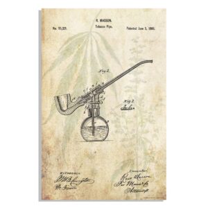 inspirational wall art co. - tobacco pipe - vintage patent leaf marijuana weed motivational quotes posters - print home gift dispensary dorm game room decor - 11x17 inches