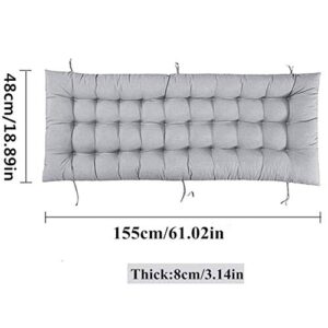 Sun Lounger Chair Cushions, Sundlight Patio Cushions Chaise Outdoor Mattress Garden Recliner Quilted Thick Padded Seat Cushion Reclining Chair Rocking with Ties (Grey, 155x48x8cm/61x18.89x3.14inch)