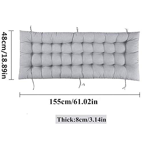 Sun Lounger Chair Cushions, Sundlight Patio Cushions Chaise Outdoor Mattress Garden Recliner Quilted Thick Padded Seat Cushion Reclining Chair Rocking with Ties (Grey, 155x48x8cm/61x18.89x3.14inch)