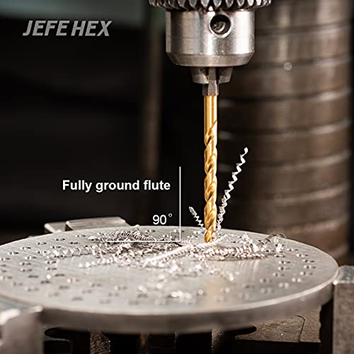 JEFE HEX 9-Piece Drill Bits Set,Hex Shank for Quick Change, Titanium HSS Twist Drill Bit Set, 135 Degree Easy Cut Split Point