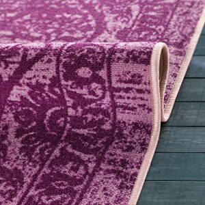 Antep Rugs Alfombras Non-Skid (Non-Slip) 8x10 Rubber Backing Floral Geometric Low Profile Pile Indoor Area Rugs (Purple, 8' x 10'3")