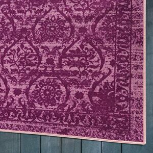 Antep Rugs Alfombras Non-Skid (Non-Slip) 8x10 Rubber Backing Floral Geometric Low Profile Pile Indoor Area Rugs (Purple, 8' x 10'3")